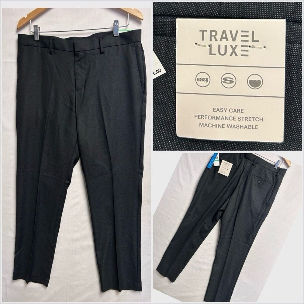 Perry Ellis Portfolio Pants Mens 34 x 30 Gray Travel Luxe Slim Fit Stretch NWT
